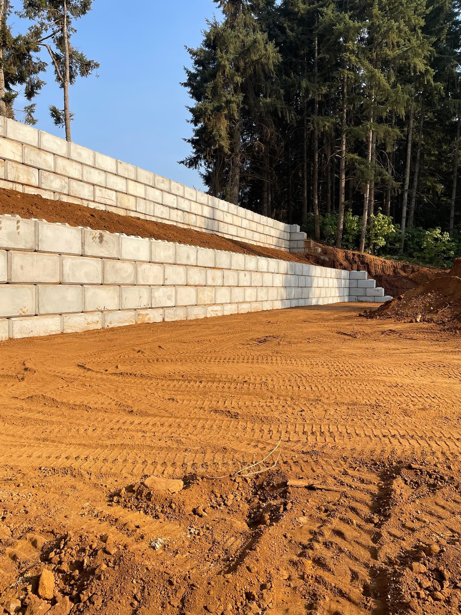 Completed Ultra Block terraced retaining wall system in Salem, Oregon